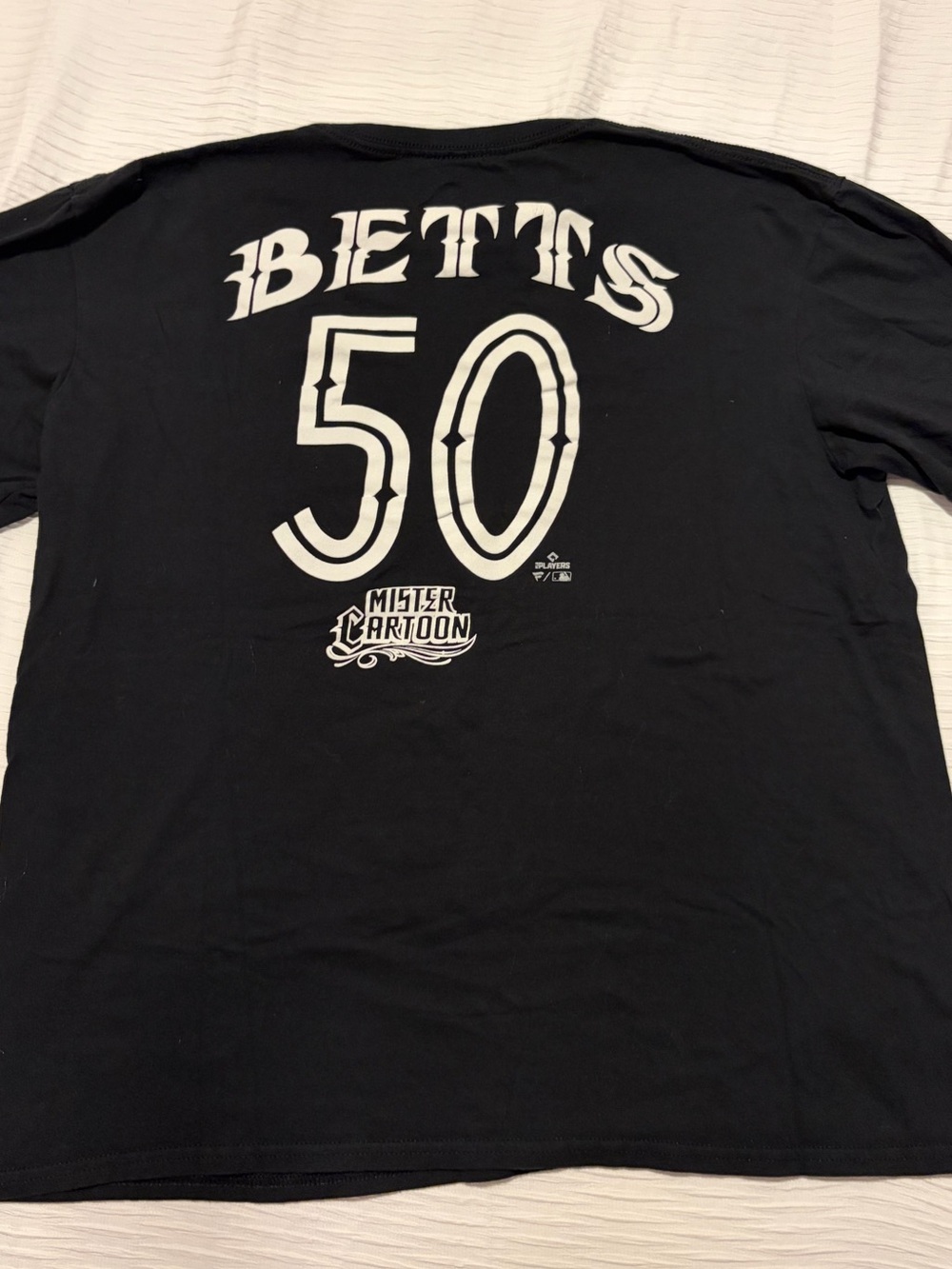 Fanatics Mister Cartoon Black Mookie Betts 50 Graphic Short Sleeve Tee